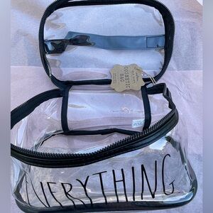 Rae Dunn Transparent Clear Cosmetics Bag with Black Accents